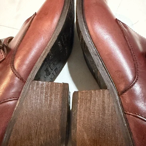 John Fluevog SHANA burgundy Leather Monk Strap Western Ankle Boot Sz US 10 UK 8 - Picture 6 of 16